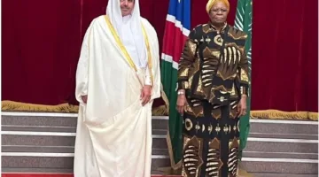 &rlm;&lrm;رئيسة جمهورية ناميبيا تتسلم أوراق اعتماد سفير دولة قطر