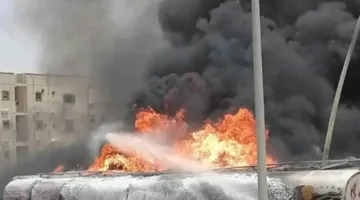 إخماد حريق في سيارة وقود بالشرقية وإصابة شخصين